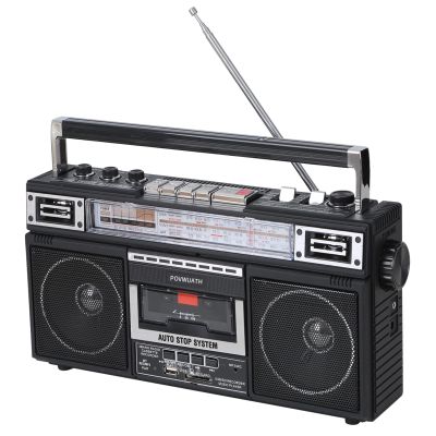 Portable Cassette Player Boombox AM/FM/SW1/SW2 Radio Tape Player Recorder with Bluetooth Microphone