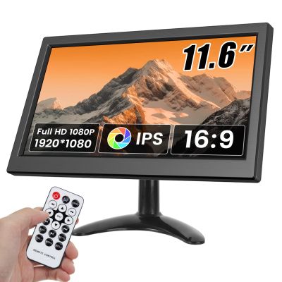 Hikity 11.6 Inch Small HDMI Monitor 1920x1080P Portable CCTV Monitors with BNC, AVI, VGA, HDMI Input Cable, Remote Control, Built-in Speakers, for PC, CCTV, Security Camera, Raspberry Pi, X-Box