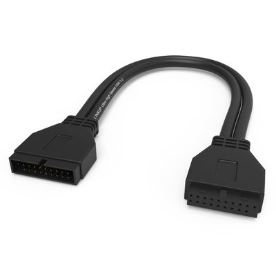 LINKUP - USB 3.2 Gen 2 (USB 3.1) Internal Adapter 20-Pin Motherboard Header Male to Female 10Gbps for PC USB-A Ports - Straight Type - Black 24cm
