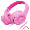 NIVAVA Wired Headphones with Microphone, K16 On-Ear Headphones for Kids with 3.5MM Jack, Foldable Stereo Bass Headphone for Teens School Amazon Kindle, Fire, Chromebook, Tablet (Pink Red) view 1