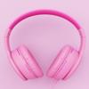 NIVAVA Wired Headphones with Microphone, K16 On-Ear Headphones for Kids with 3.5MM Jack, Foldable Stereo Bass Headphone for Teens School Amazon Kindle, Fire, Chromebook, Tablet (Pink Red) view 3