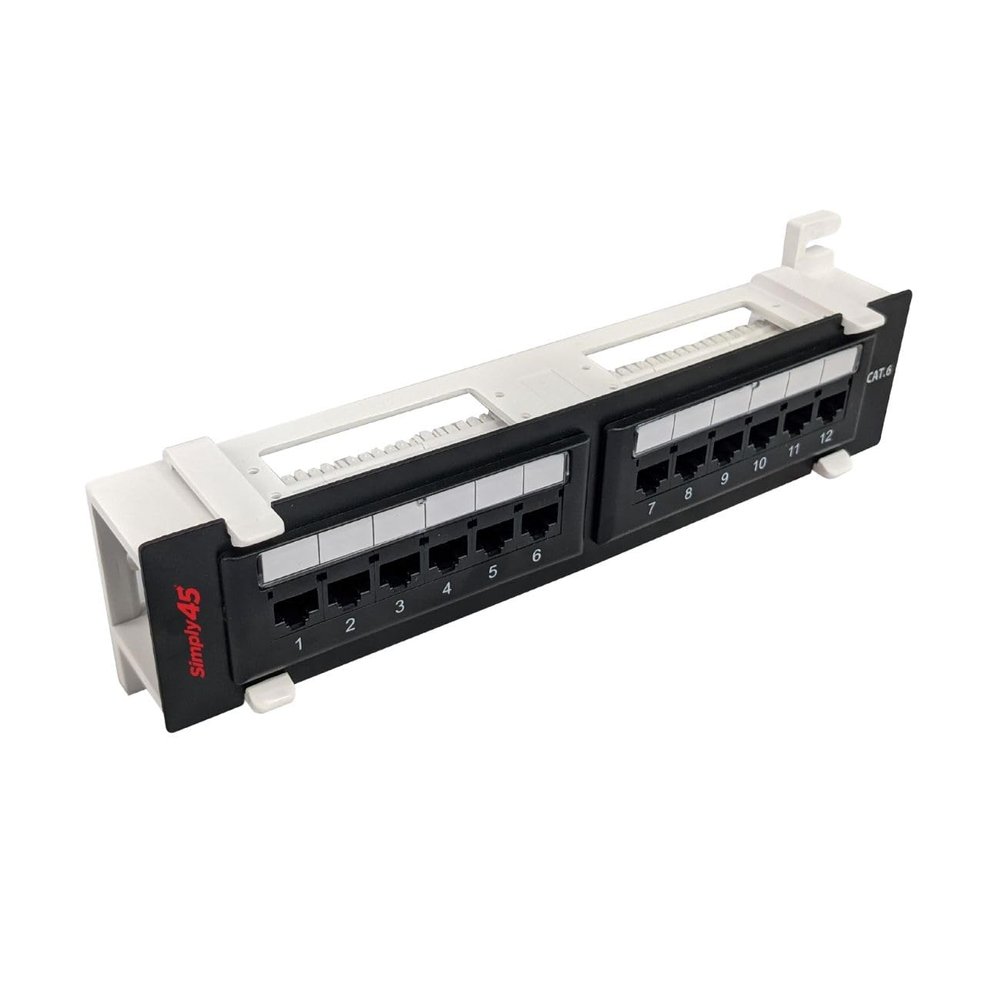 Simply45 S45-2612 Loaded 12-Port Wall Mount Cat6 UTP Patch Panel