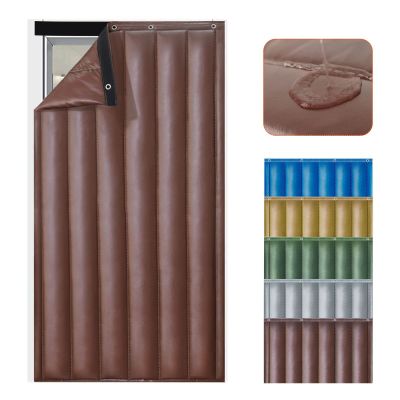 DHIJUPNG Soundproof Blanket for Doorway, Thick Thermal Fabric Door Cover, Winter Doorway Cover Screen Door Curtain for Air Conditioner Room Heater Room Living Room Back Doors(Brown W60*H91in)