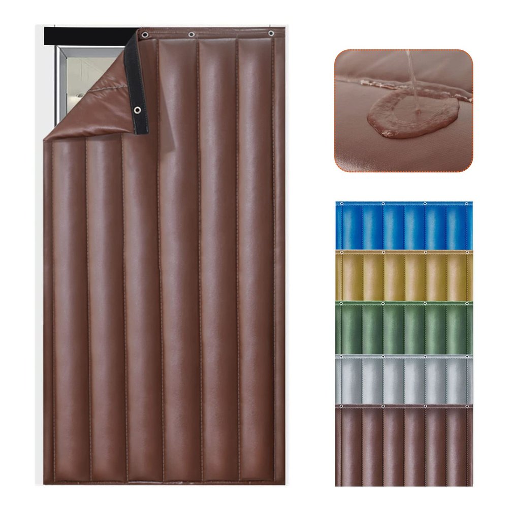 DHIJUPNG Soundproof Blanket for Doorway, Thick Thermal Fabric Door Cover, Winter Doorway Cover Screen Door Curtain for Air Conditioner Room Heater Room Living Room Back Doors(Brown W60*H91in)