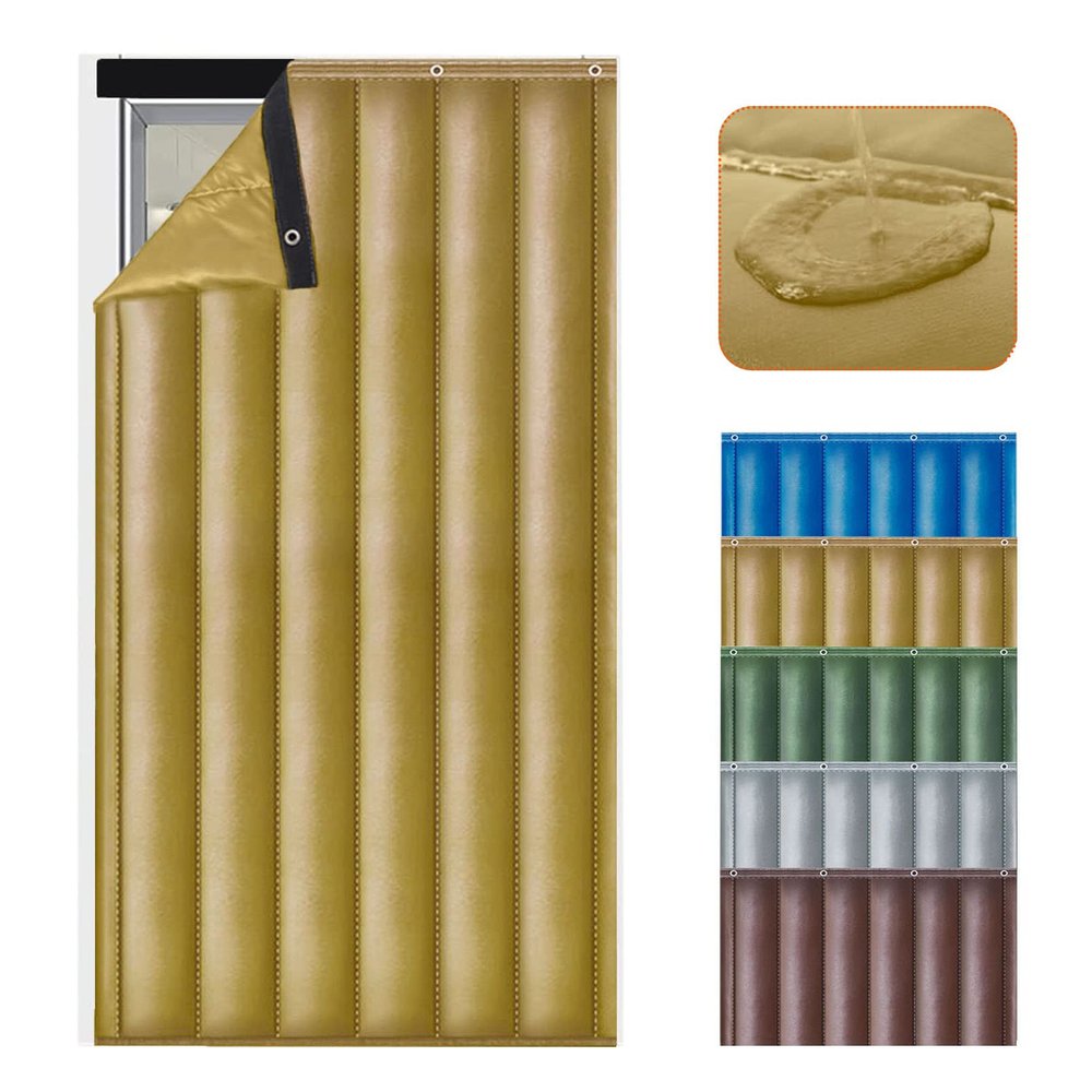 DHIJUPNG Soundproof Blanket for Doorway, Thick Thermal Fabric Door Cover, Winter Doorway Cover Screen Door Curtain for Air Conditioner Room Heater Room Living Room Back Doors(Gold W36*H79in)