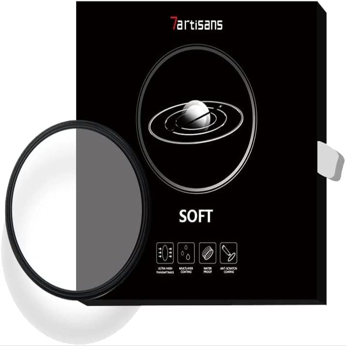 7artisans Soft Focus Filter 1/4 Aluminum Alloy Natural Soft Diffuser Effect Dream Cinematic Effect Soft Focus Optical Glass Filter (62mm)