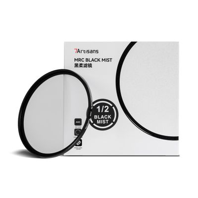 7artisans Black Mist Filter 1/2 Aluminum Alloy Natural Soft Diffuser Effect Dream Cinematic Effect Soft Focus Optical Glass Filter (67mm)
