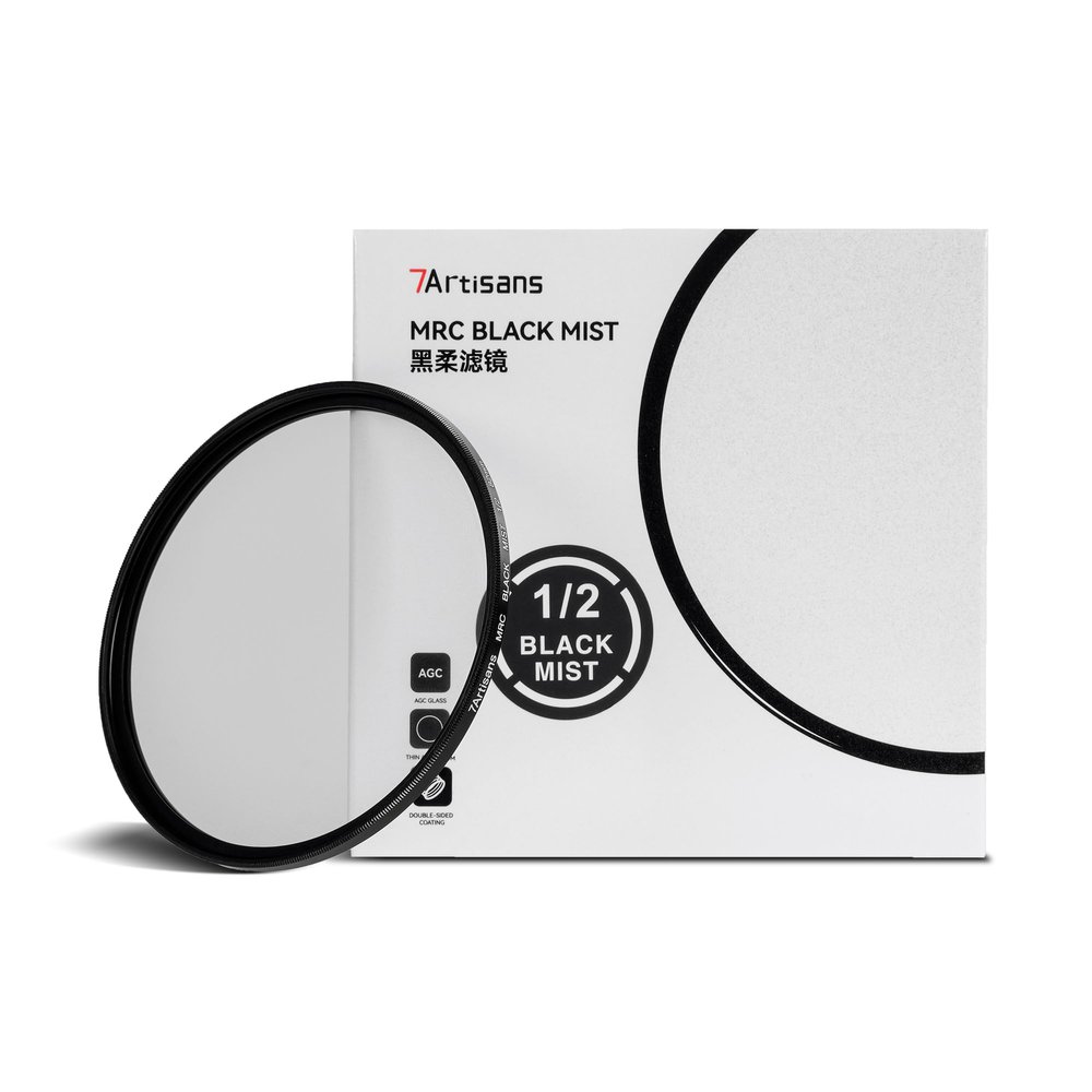7artisans Black Mist Filter 1/2 Aluminum Alloy Natural Soft Diffuser Effect Dream Cinematic Effect Soft Focus Optical Glass Filter (82mm)