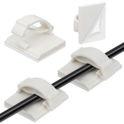Segarty Adhesive Cable Clip, 100 PCS Small White Ideal Cords Organizer Clamps Self Sticky Wire Holder Cord Management for Hanging Tidying Wires for PC Desk Car Wall Office Home Outdoors