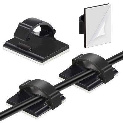 Segarty Cable Clip, 100 PCS Small Black Ideal Cords Organizer Clamps Self Adhesive Wire Holder Cord Management for Hanging Tidying Wires for PC Desk Car Wall Office Home Outdoors