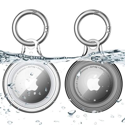 COOLQO IPX8 Waterproof Airtag Holder Compatible with Apple AirTags, AirTag Case Keychain Air Tag Holder, Hard PC AirTags Key Ring Cases Tags Chain Apple GPS Item Finders Accessories, 2 Pack 03