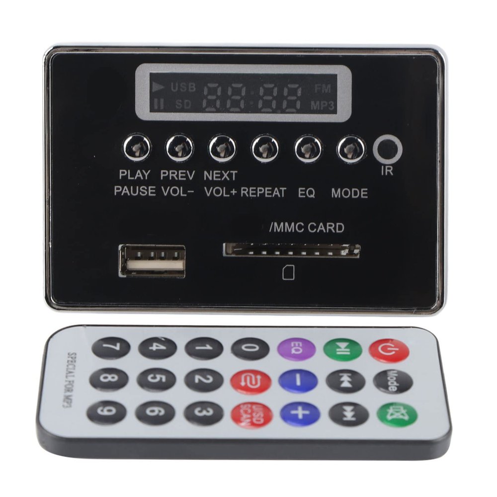 DC12V Bluetooth MP3 Decoder Board Audio Module USB SD TF FM Radio Lossless WMA/WAV Amplifier Audio Decoding Playe (12V Bluetooth Black Edition)
