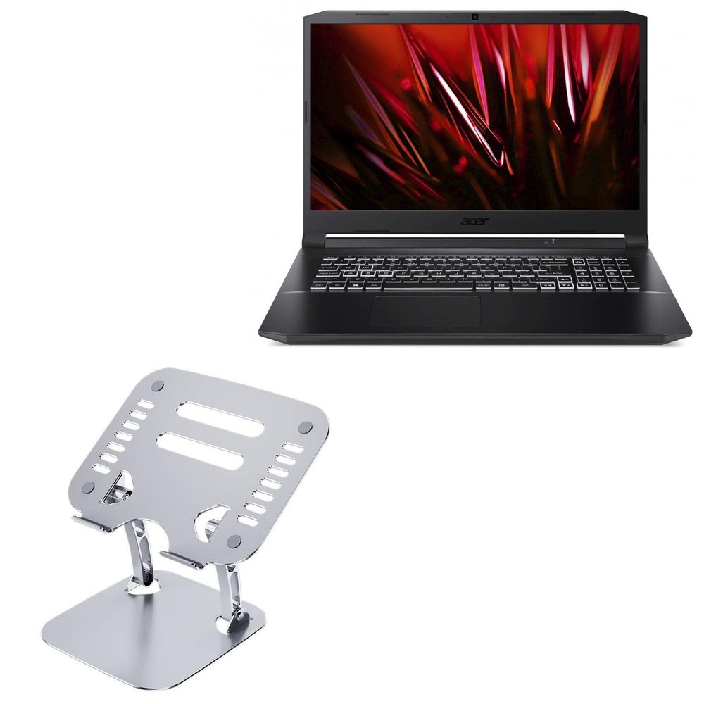 BoxWave Stand and Mount Compatible with Acer Nitro 5 (AN517-41) - Executive VersaView Laptop Stand, Ergonomic Adjustable Viewing Angle Metallic Riser - Metallic Silver