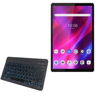 BoxWave Keyboard Compatible with Lenovo Tab K10 (ZA8N) - SlimKeys Bluetooth Keyboard - with Backlight, Portable Slim LED 7 Colors - Jet Black