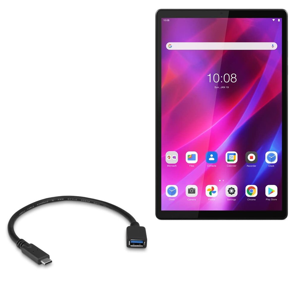 BoxWave Cable Compatible with Lenovo Tab K10 (ZA8N) - USB Expansion Adapter, Add USB Connected Hardware to Your Phone