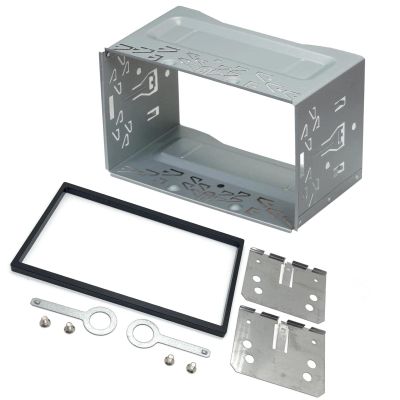Sound-Way Car Stereo Double DIN Universal Cage with Frame, Installation Dash Kit Mounting Metal Fitting Cage