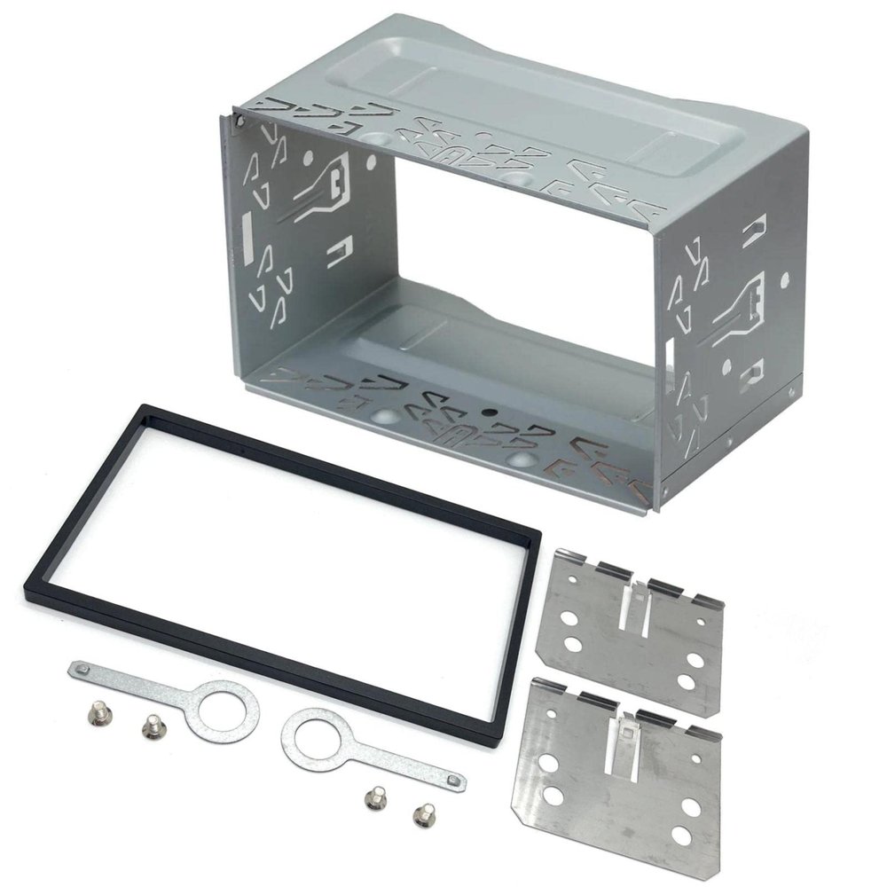 Sound-Way Car Stereo Double DIN Universal Cage with Frame, Installation Dash Kit Mounting Metal Fitting Cage