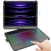 MMK for iPad 11 Pro Case with Keyboard | Compatible with iPad Air (4th, 5th Gen | M2, M3) & iPad Pro 11 inch (2018-2022, 1st-4th) | 10 Color Backlight & 360 Rotation with Multi-Touch Trackpad-Black view 1