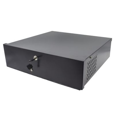 18in X 18in X 5in NVR/DVR Lock Box, Black 16 Gauge Heavy Duty Steel With Fan Network Locking Safety Box for CCTV Balun by ThePoEstore