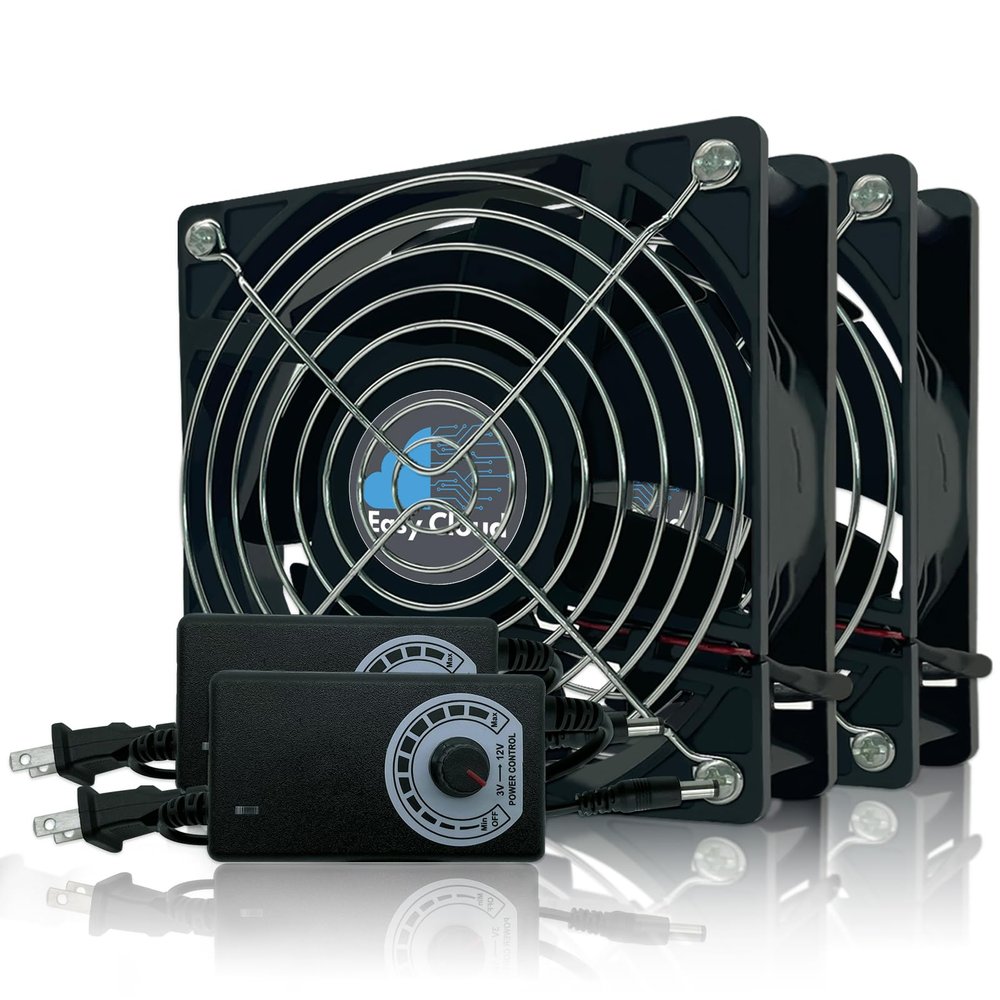 120mm Variable Speed Axial Muffin PC Fan with Controller, 2Pack
