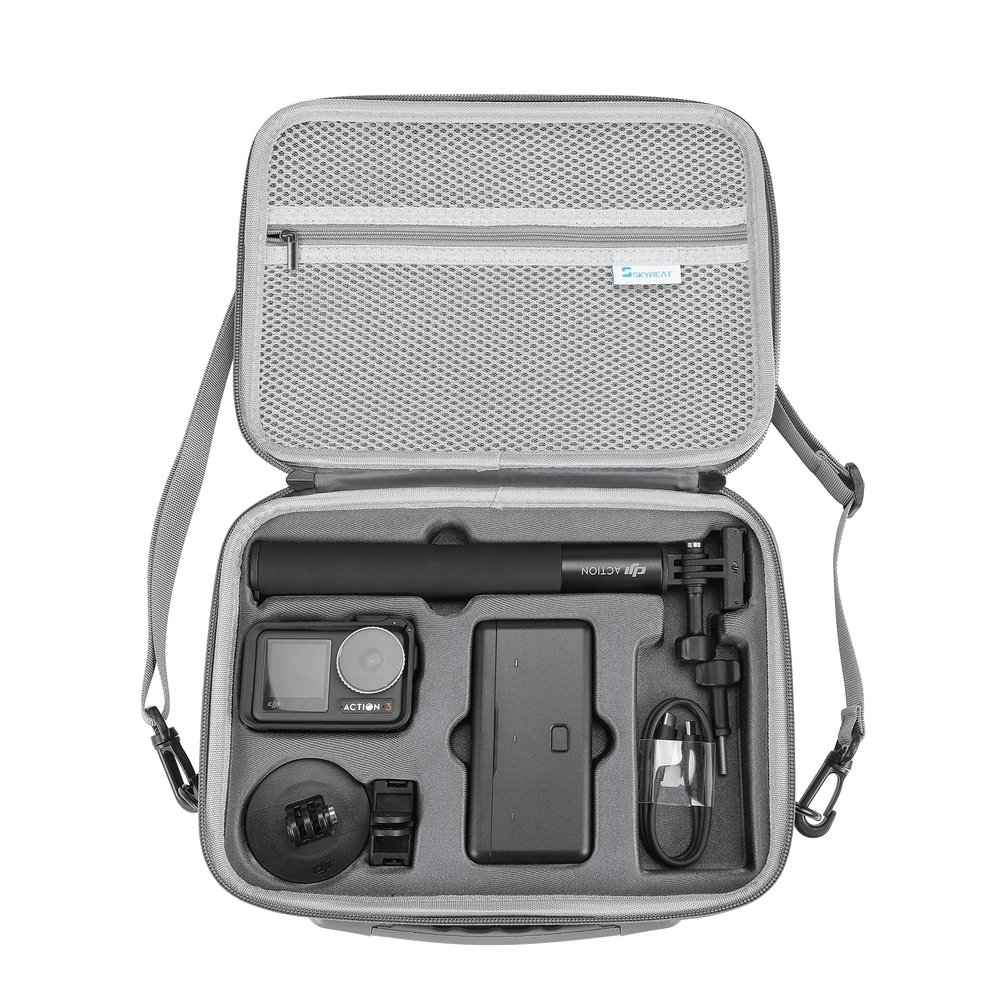 Skyreat Osmo Action 5 Pro Case, Portable PU Leather Carrying Case Shoulder Bag for DJI Osmo Action 5/4 / 3 Adventure Combo Accessories