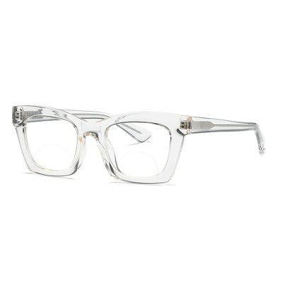 willochra Bifocal Reading Glasses Women men square Blue Light Blocking Computer Spring Hinge Readers Retro Frames Anti UV Ray (white, 2, multiplier_x)