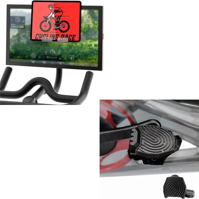 DoublePlus Tablet Holder & Pedals for Regular Shoes (Black) Compatible with Peloton Bike & Bike Plus