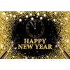 Renaiss 9x6ft Happy New Year Backdrop Champagne Clock Golden Glittering Countdown Background for Kids Adults Portrait NYE Party Supplies Christmas Cheers to 2025 New Year Carnival Selfie Decoration view 1