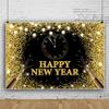 Renaiss 9x6ft Happy New Year Backdrop Champagne Clock Golden Glittering Countdown Background for Kids Adults Portrait NYE Party Supplies Christmas Cheers to 2025 New Year Carnival Selfie Decoration view 2