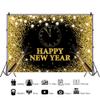 Renaiss 9x6ft Happy New Year Backdrop Champagne Clock Golden Glittering Countdown Background for Kids Adults Portrait NYE Party Supplies Christmas Cheers to 2025 New Year Carnival Selfie Decoration view 3