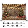 Renaiss 12x8ft Barn Door Christmas Backdrops Rustic Wood Wall Floor Xmas Tree Snowfall Background Family Photography Holiday Winter Party Supplies New Year Photo Studio Props Pictures Gifts Idea view 3