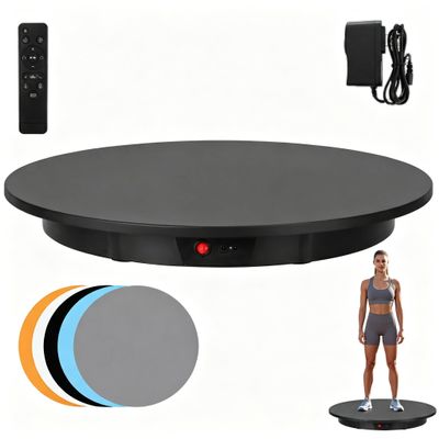 JAYEGT Motorized Rotating Display Stand, 350Lbs Load360 Degree Electric Rotating Potography Turntable for Products DisplayLive Show Remote Control +5 Colors Backgrounds (Black/23.6Inch/Wired)