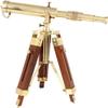 NAUTICAL WAREHOUSE Brass Telescope 12" Polished with Wooden Tripod Stand Collectible Home Decor (Golden) view 2