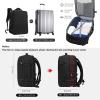 MOLNIA 50L Expandable Travel Backpack for Men Women, Carry On Backpack Airline Approved, Suitcase Backpack with Packing Cubes, Water Resistant Luggage Backpack Daypack Weekender Bag, Black view 2
