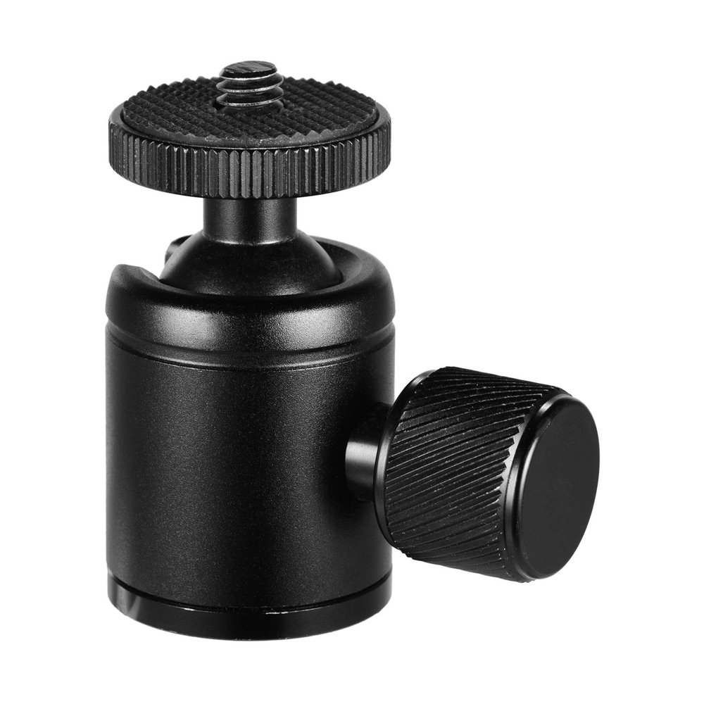 Andoer Mini Metal Tripod Head Adapter Ball Head Aluminium Alloy with 1/4 Inch Screw and 3/8 Inch Screw Hole for Mobile Phone Camera LED Light Tripod Black