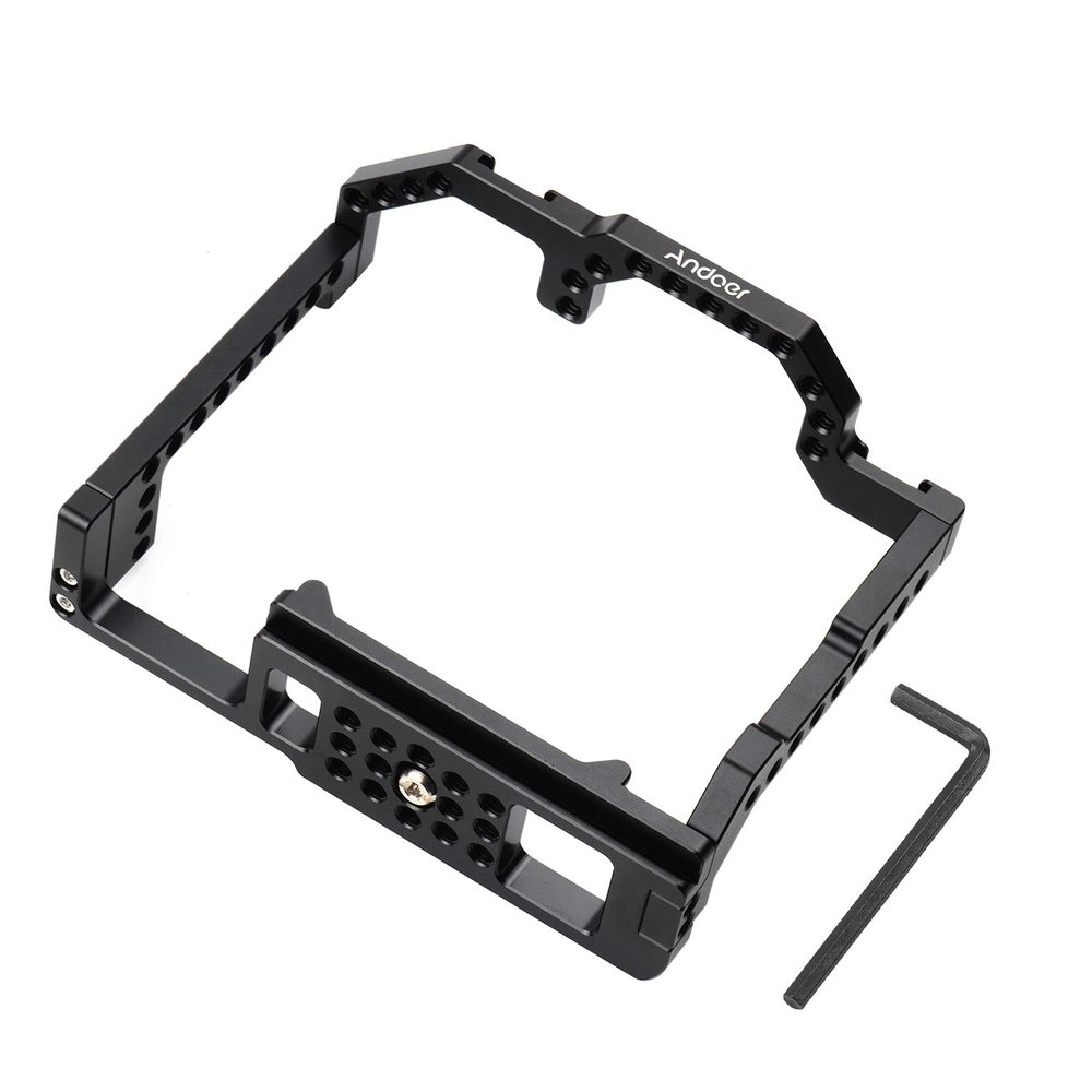 Andoer Andoer Aluminum Alloy Camera Cage with Dual Cold Shoe Attachment 1/4 Inch Screw Compatible with Canon EOS 90D / 80D / 70D DSLR Camera