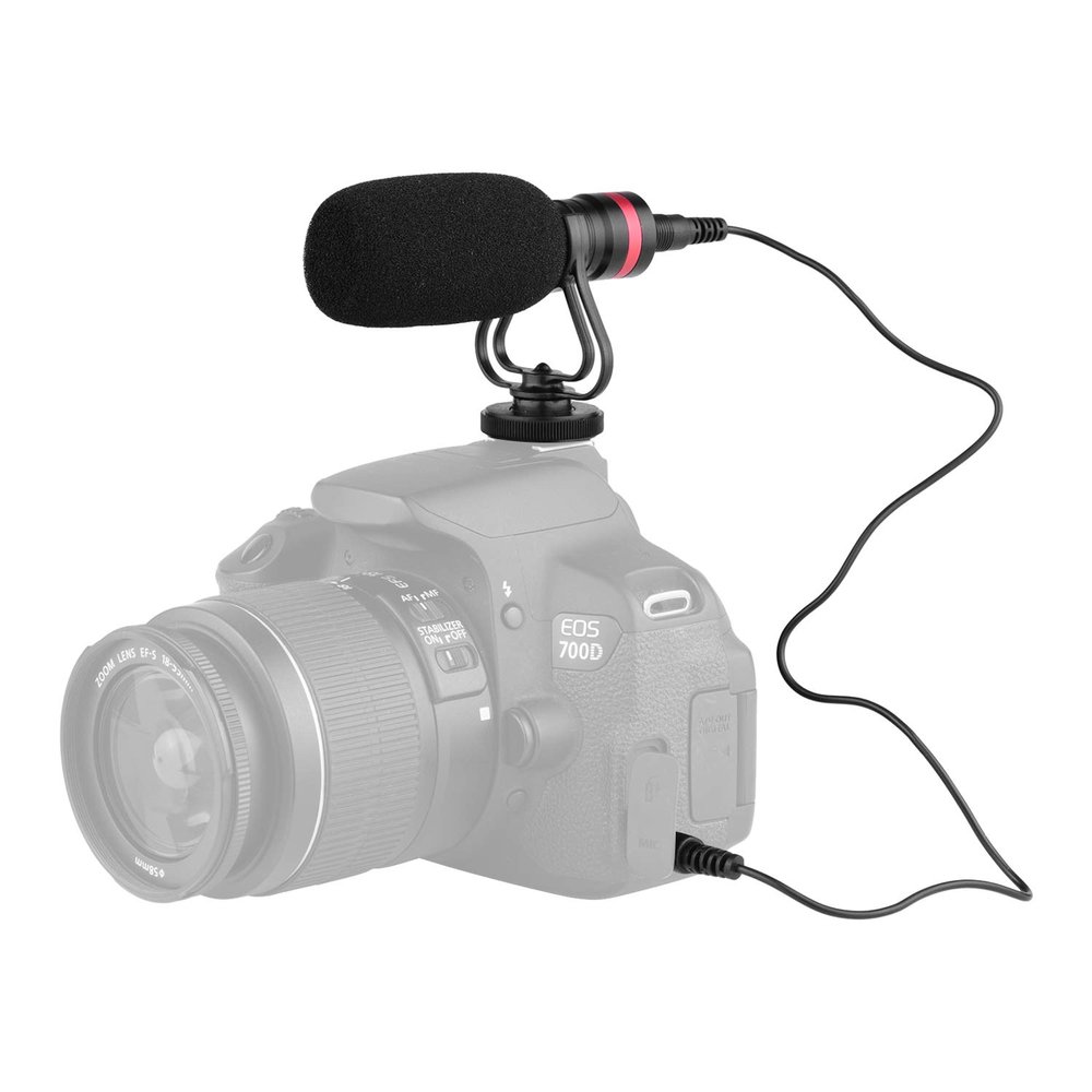 Andoer Cardioid Directional Condenser Microphone with Anti-Shock Mount 3.5mm TRS and TRRS Audio Output Cables Sponge Windshield Furry Windshield for Smartphones Cameras Camcorders Audio Recorders PCs