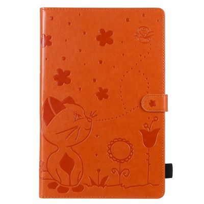 YBFJCE Case for Samsung Galaxy Tab A 10.1 2016,PU Leather Folio Protective Stand Cover for Samsung Galaxy Tab A 10.1 2016(SM-T580/T585),Cat and Bee Flip Tablet Case Shell,Orange