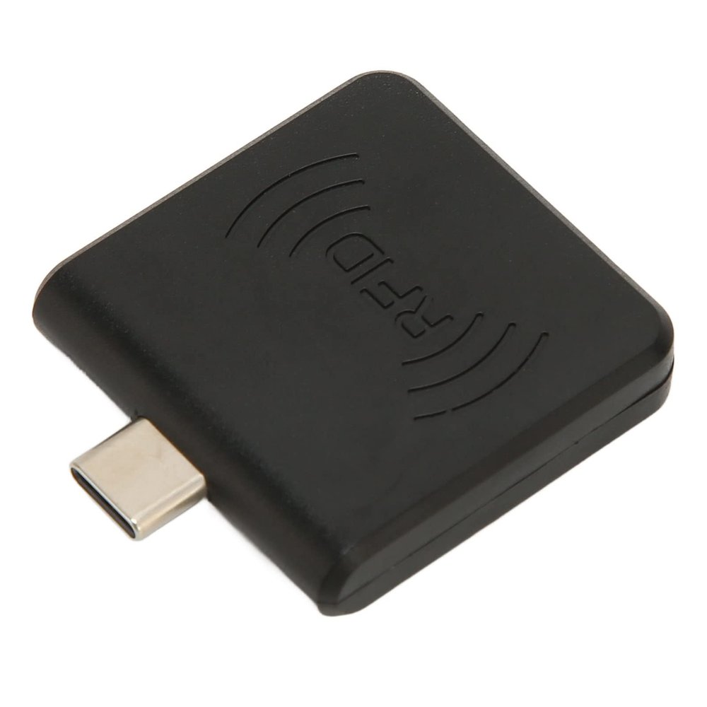 Sanpyl RFID Phone Card Reader, USB C Interface 125Khz Portable Smart Card Reader RFID ID Mobile Phone Card Reader Built in Buzzer (Black)
