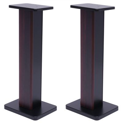28" 2-Tone Bookshelf Speaker Stands, Small Desktop Floor Universal Wood Short Studio Monitor Stand, Surround Sound Home Theater