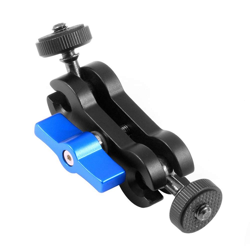 Andoer Double Ballhead Mount 1/4 Inch Screw Magic Ball Head Arm 360 Degree Rotation Anodisation Aluminum Alloy for Phone Gimbal Monitor Photography Handle