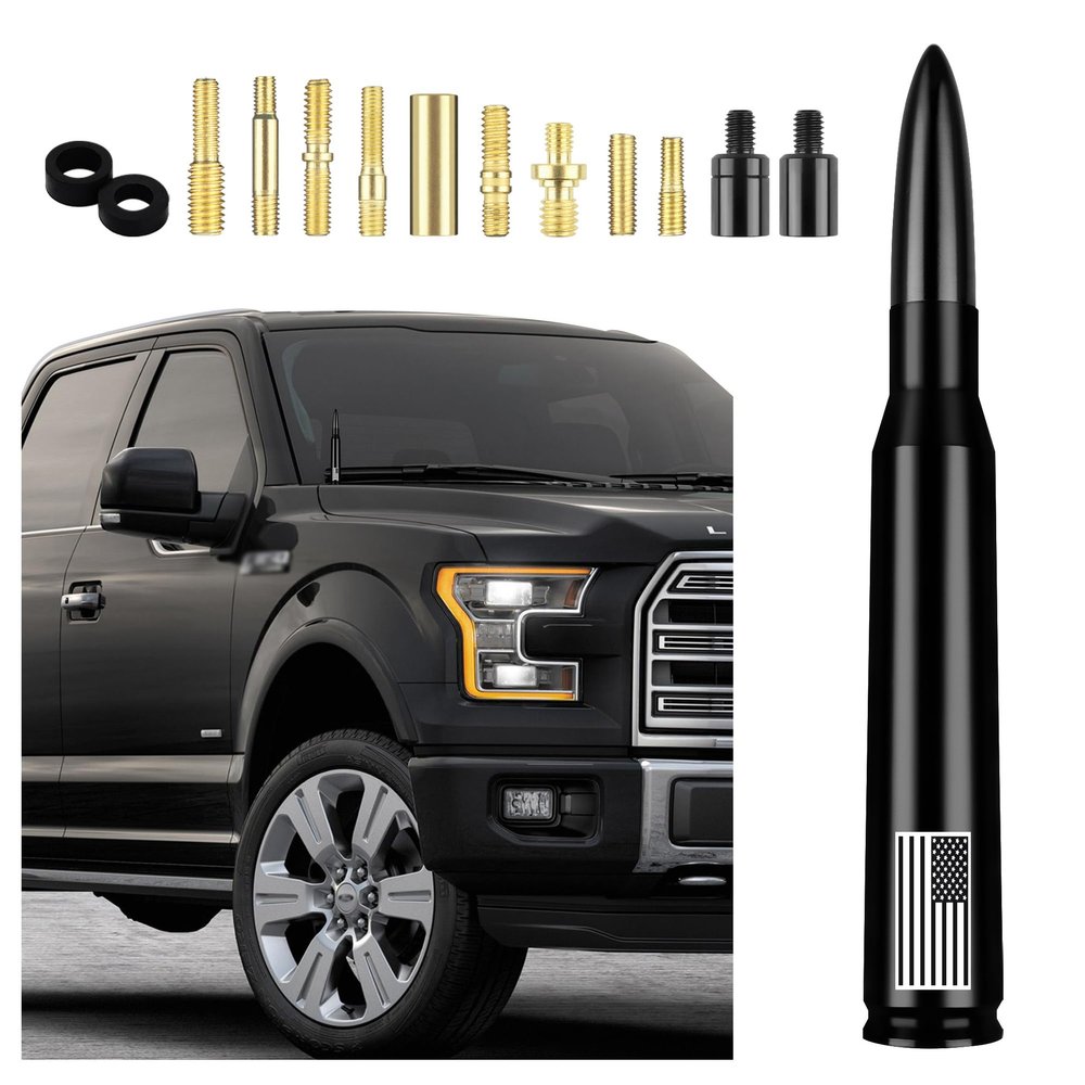 American Flag Car Bullet Antenna,Truck Exterior Decoration Accessories[New Upgrade Flag Design] Car Antenna Replacement for Car SUV Truck Most Auto Cars Antenna Accessories (Black)