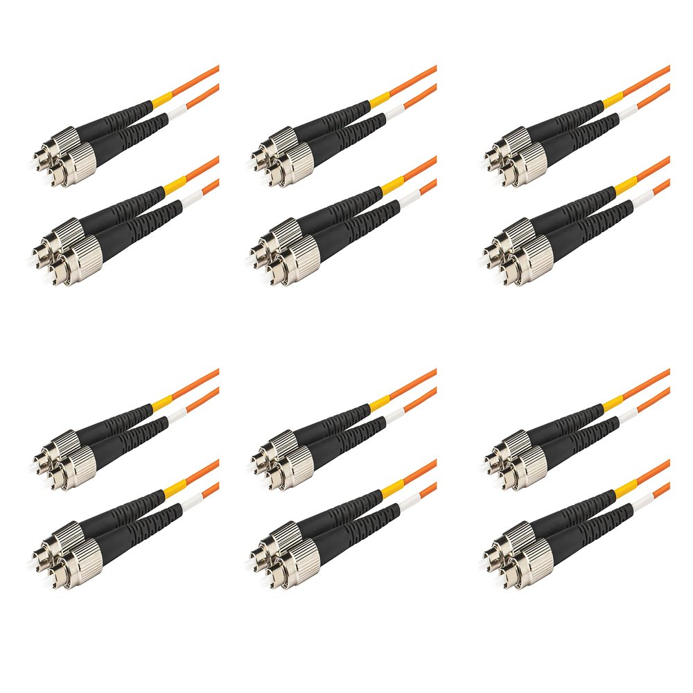 SpeedyFiberTX - 6-Pack 3.5 Meter Multimode OM1 Duplex FC to FC Fiber Patch Cable, Corning OM1 62.5/125 Optical Fiber, Orange Riser OFNR Cable Jacket