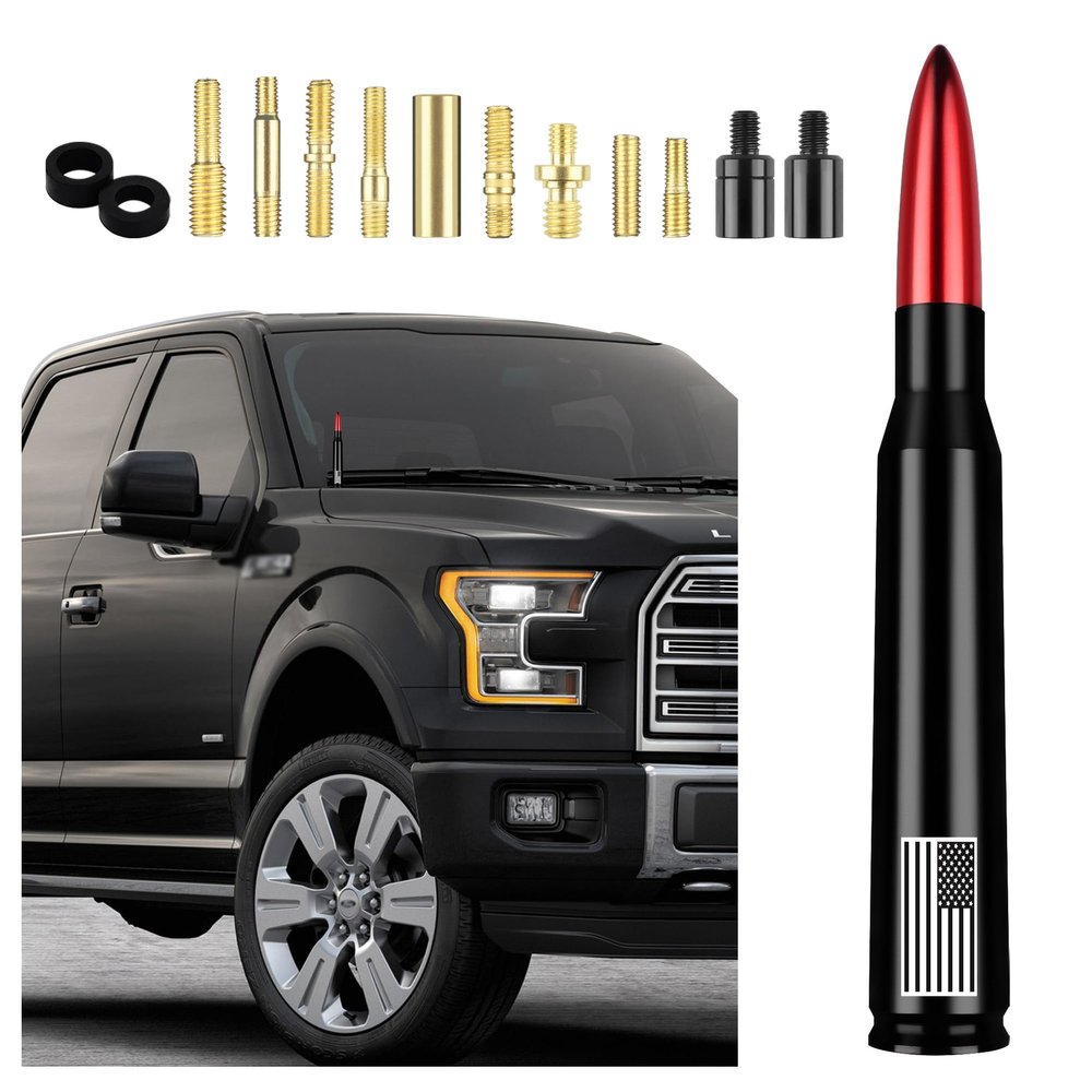 American Flag Car Bullet Antenna,Truck Exterior Decoration Accessories[New Upgrade Flag Design] Car Antenna Replacement for Car SUV Truck Most Auto Cars Antenna Accessories (Red)