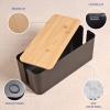 Cable Management Box - Wooden Style Large Cord Organizer to Hide Wires & Power Strips | Desk Computer Cable Organizer | Safe ABS Material | 16" (L) x 6.2" (W) 5.3" (H) | for Home & Office - Black view 4