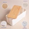 Cable Management Box - Wooden Style Cord Organizer Box to Hide Wires & Power Strips | Desk Computer Cable Organizer Box | Safe ABS Material | 12.6" (L) x 5.3" (W) 4.9" (H) | for Home & Office - White view 4