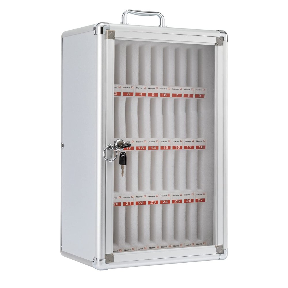 DYRABREST 36 Slots Phone Storage Box w/2 Keys,Cell Phone Storage Locker,Aluminum Alloy Phone Lock Cabinet,Wall-Mounted Phone Locker Box for Classroom Gym