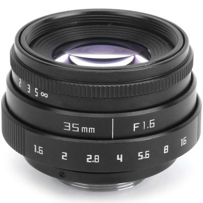 Large Aperture Lens, 35mm F1.6 C Mount, Aluminum Alloy Optical Glass, MC Multilayer, Manual Fixed Focus Portrait Camera Lens Accessory(Black)