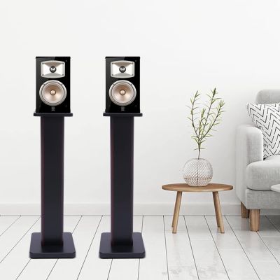 Black Walnut 28" Inch Bookshelf Speaker Stands Surround Sound Home Theater Tabletop, Shelf Mount Bookshelf Speakers for Home Library