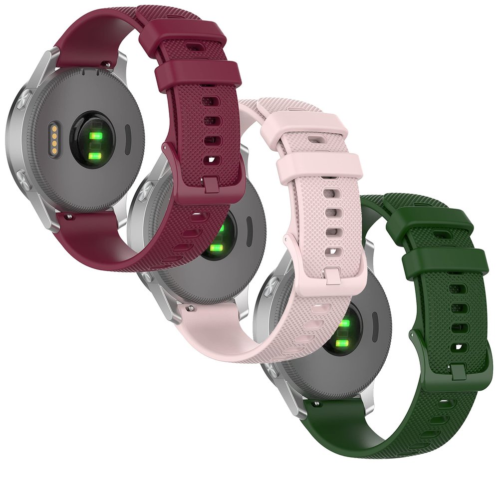 Anrir 18mm Soft Silicone Watch Band for Garmin Vivoactive 4S, Vivomove 3S 39mm, Fossil Women's Gen 6/5E 42mm, Q Venture Gen 4 HR/3, Sport 41mm - 3 Pack